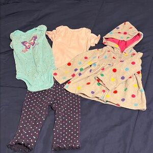 Baby girl size 9 months, Carters and Jumping Beans